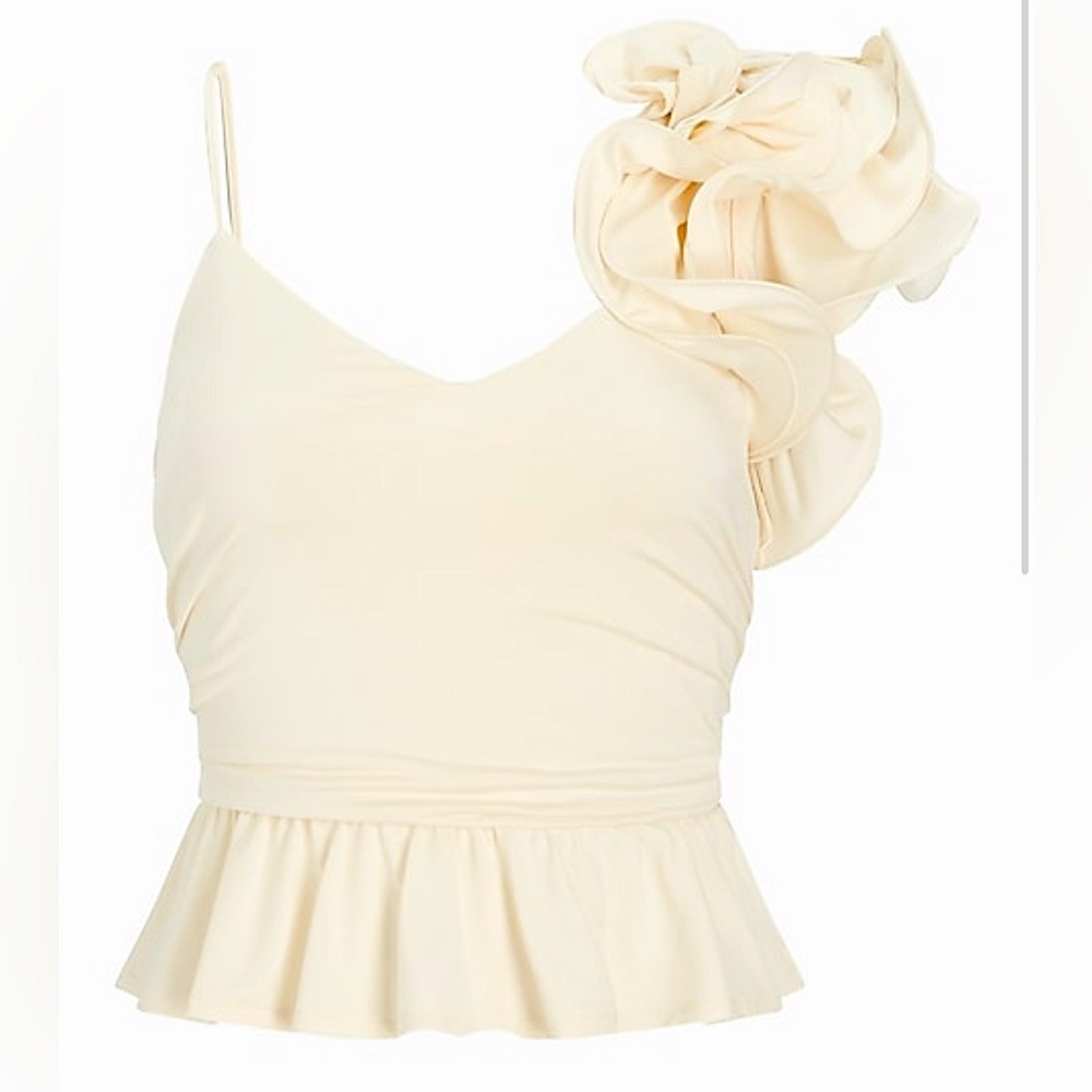 V-Neck One Shoulder Peplum Cami
